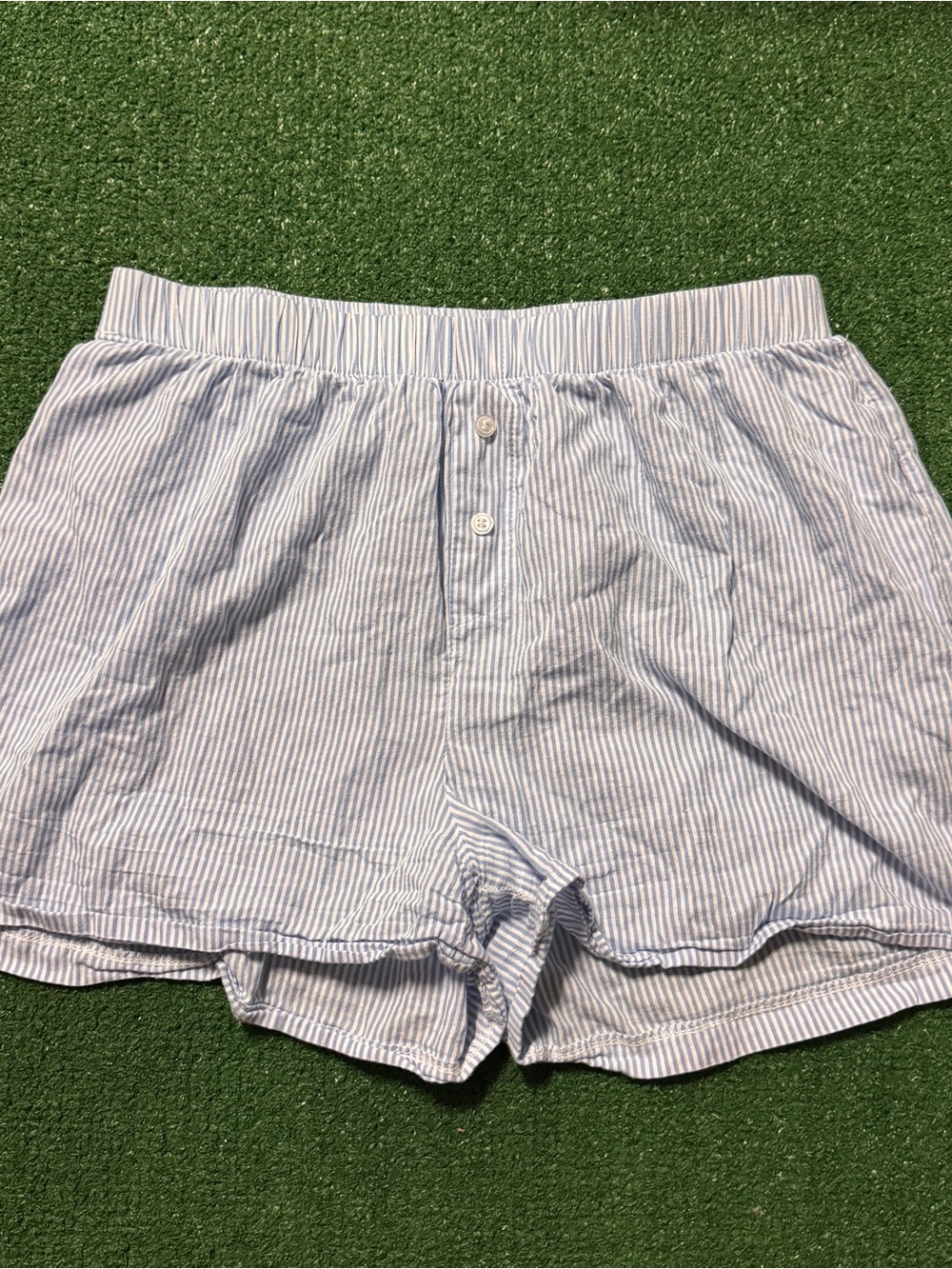 Brandy Melville Blue and White Striped Cotton Pajama Shorts